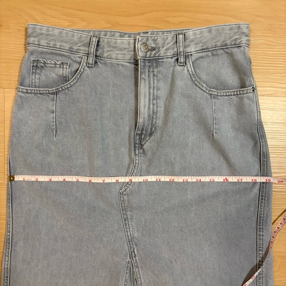 Zara Denim Maxi Skirt Light Wash High Rise Straight Fit Women’s Size M - Picture 6 of 6